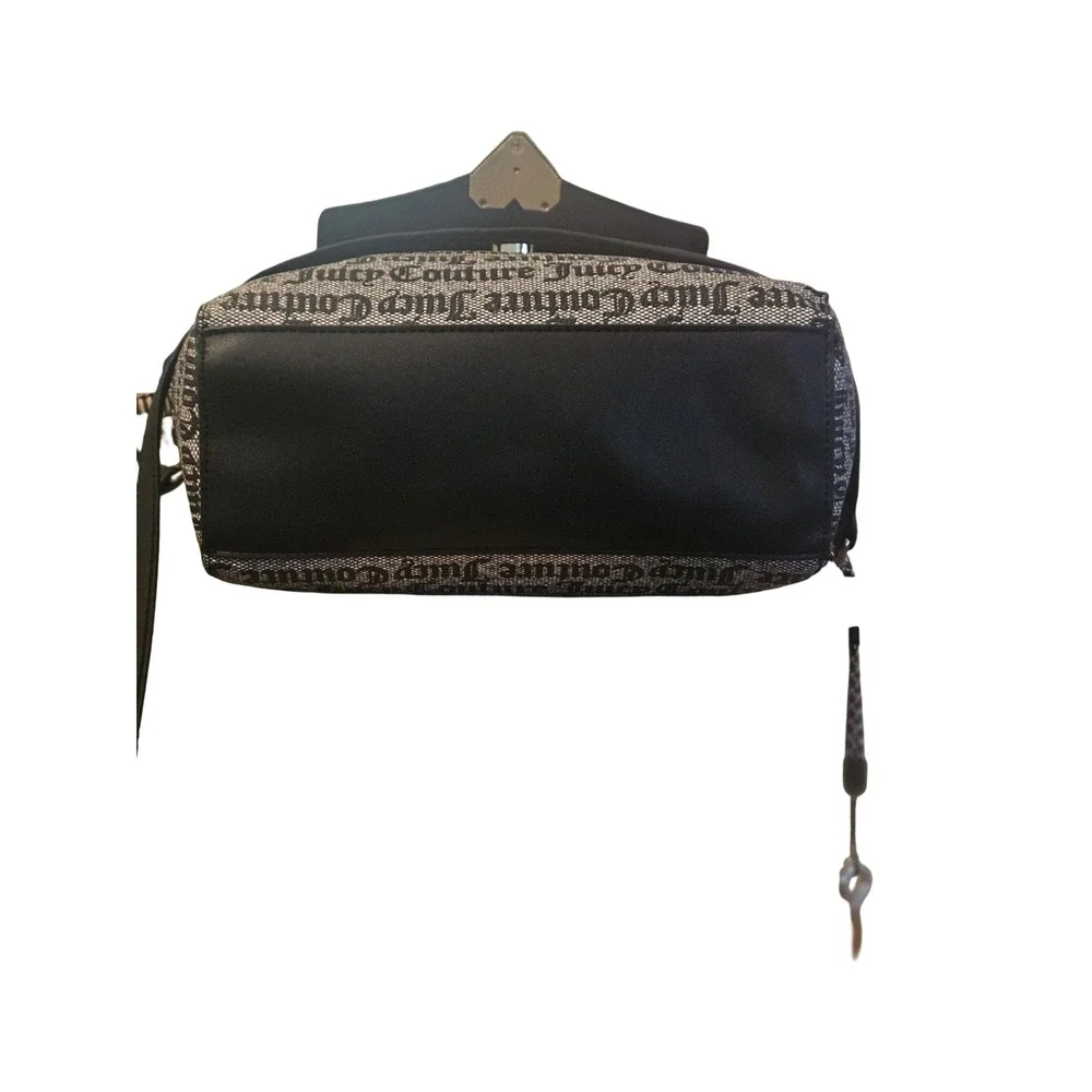 Juicy Couture Monogram Satchel Crossbody Bag with Heart Coin Purse Black Grey